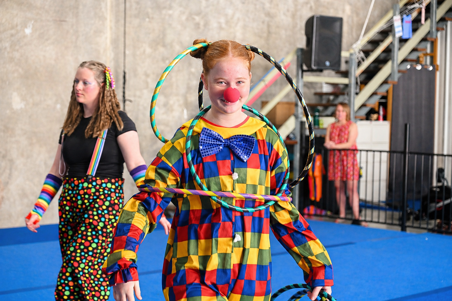 Circus students training together